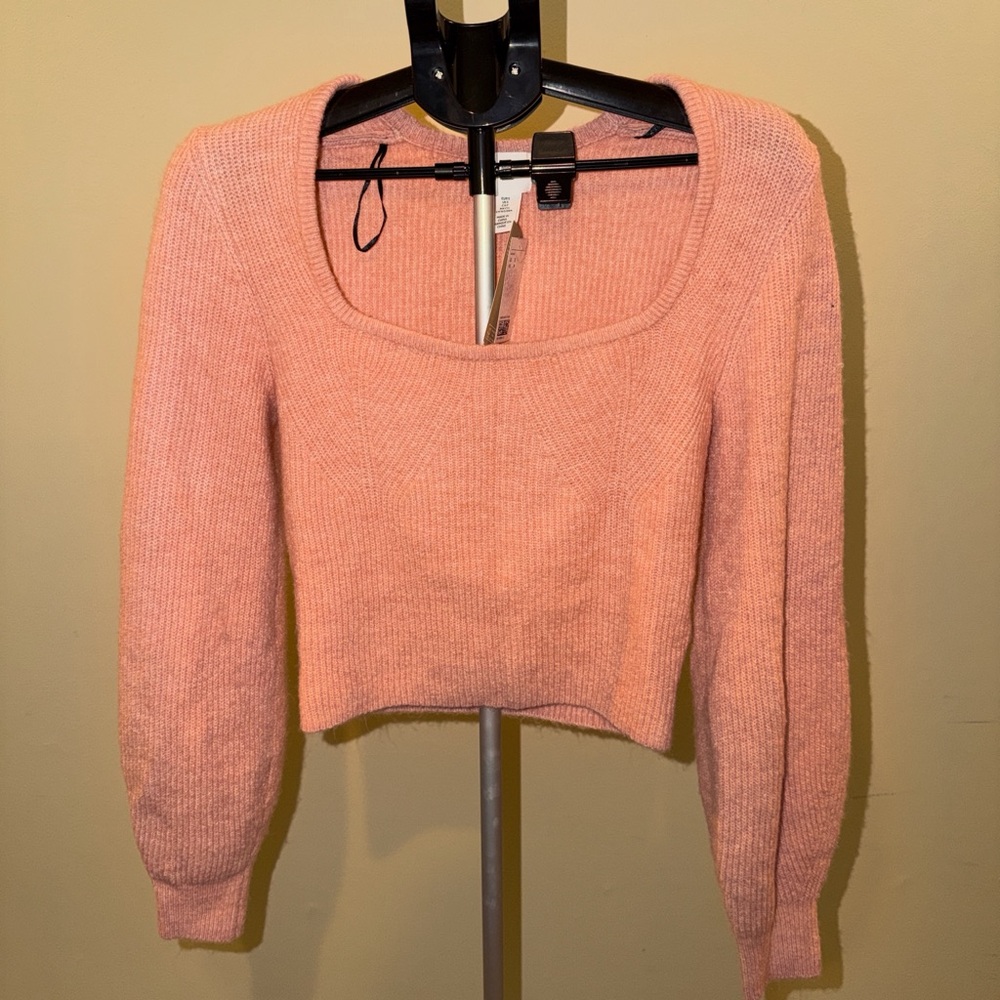 H&M NWT Pink Cropped Top Sweater Size S #coquette #girly #summer #spring